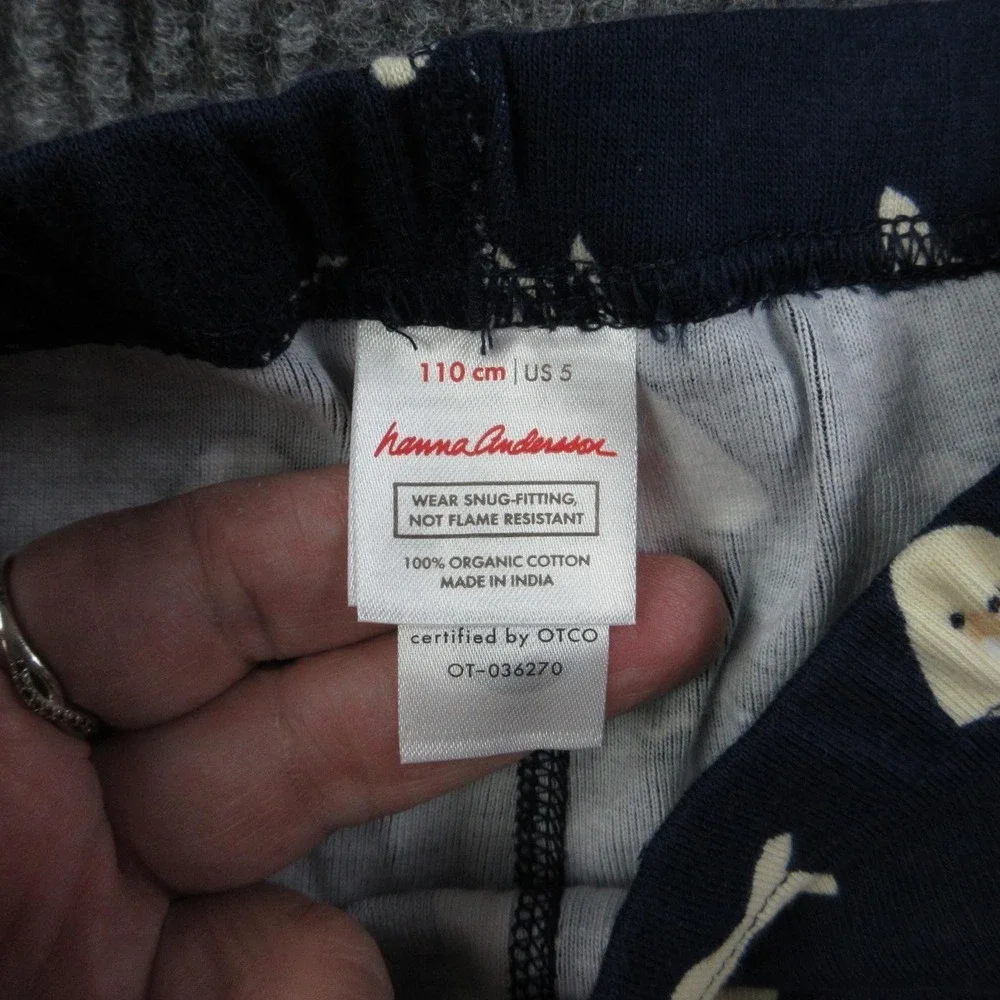 Hanna Andersson Pajama Set Kids 5 Years Blue Seal Animal Print Jersey NWT